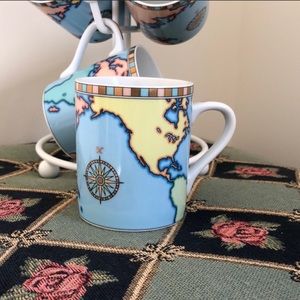 Tiffany and Co. World Map Mugs. Set of Two Mugs